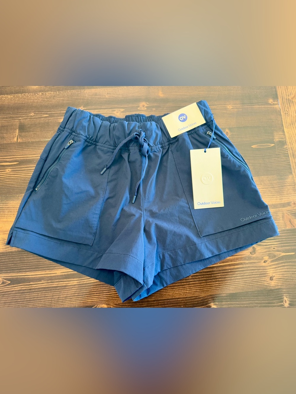 Outdoor Voices Navy RecTrek Active Shorts with Zip Pockets Size S